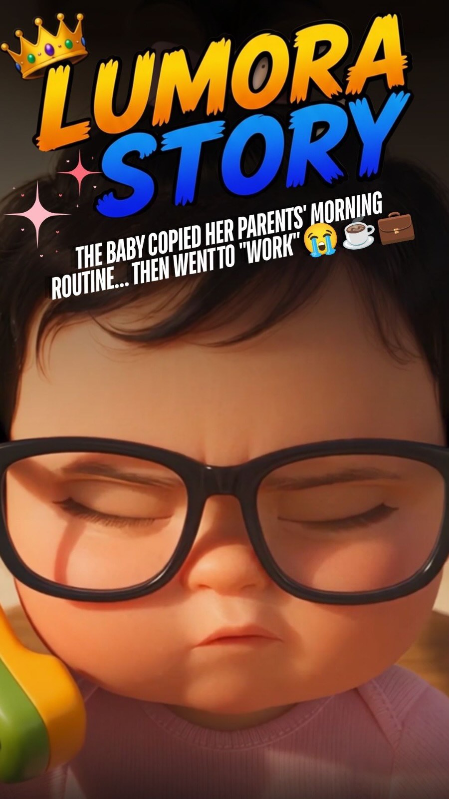 A baby steals Dad's glasses and runs the meeting