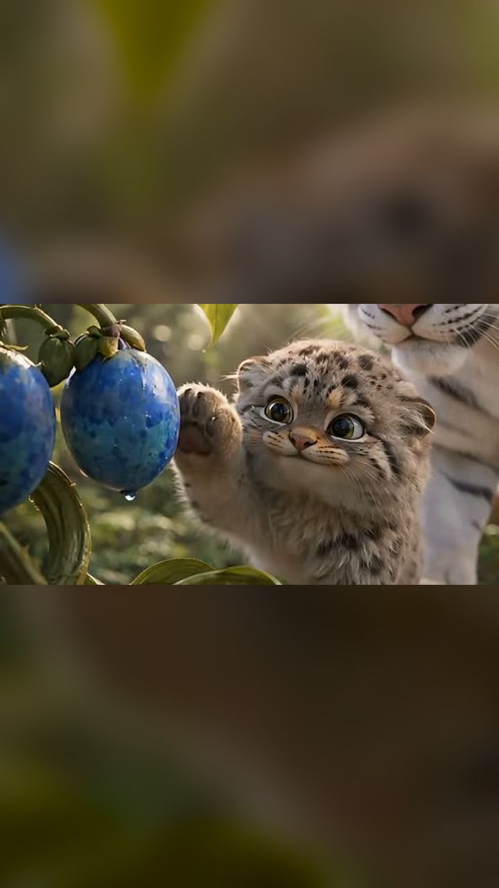 A wild kitten rides a tiger cub's mother home