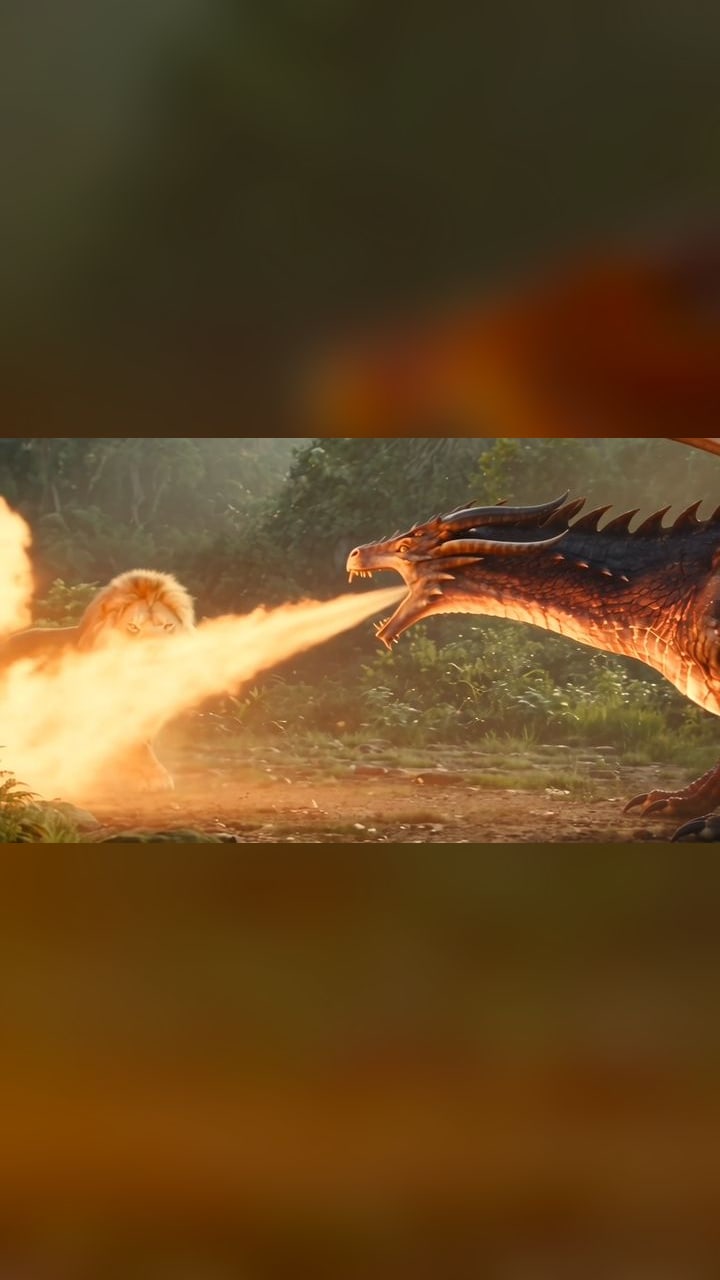 Lion meets dragon, and the dragon breathes first