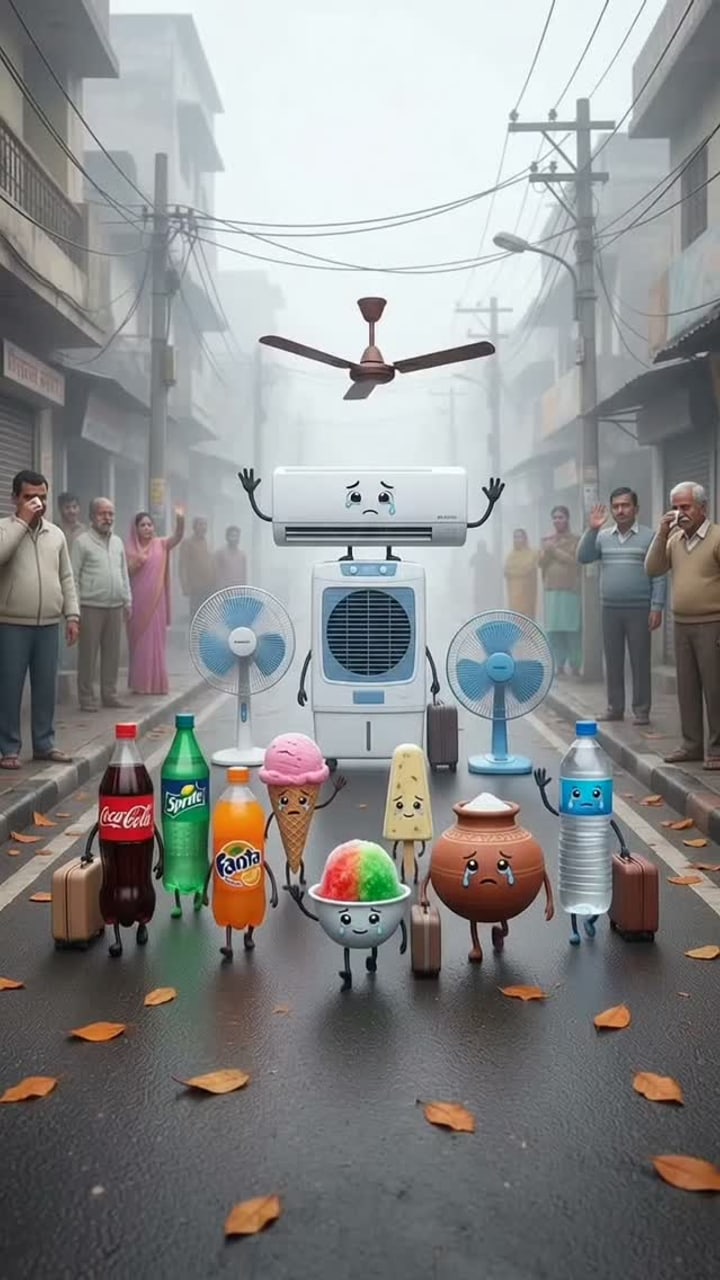 A crying air conditioner packs its bags for winter
