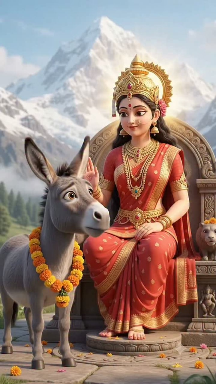Cartoon donkey asks a goddess why nobody worships him