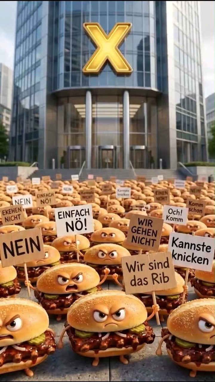 Angry rib sandwiches storm a corporate tower in protest