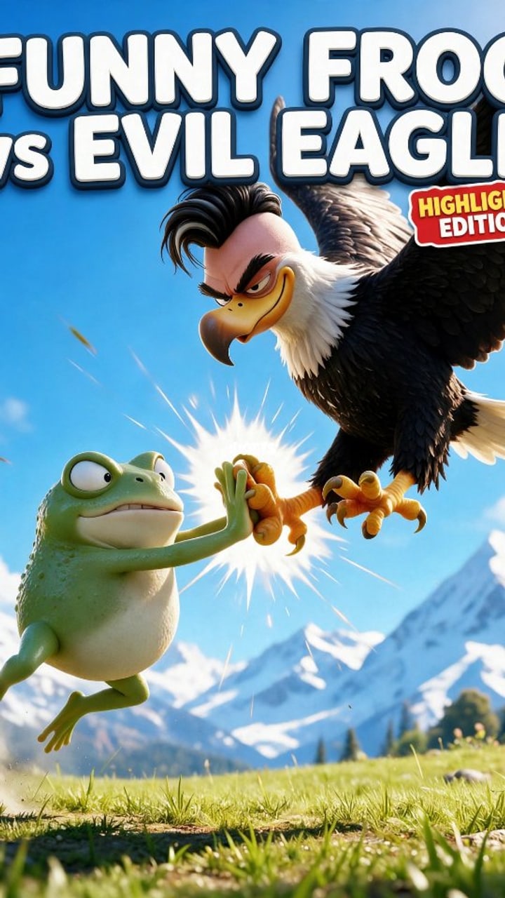Chubby frog grounds an eagle's wooden plane with one fart